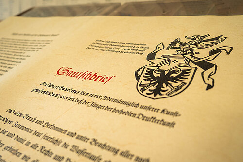 tradtionell aussehendes Schriftstück der Drucker-Zunft